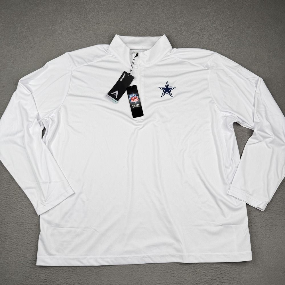 Dallas Cowboys Shirt Mens 2XL White NFL Football‎ Antigua Tribute Quarter Zip